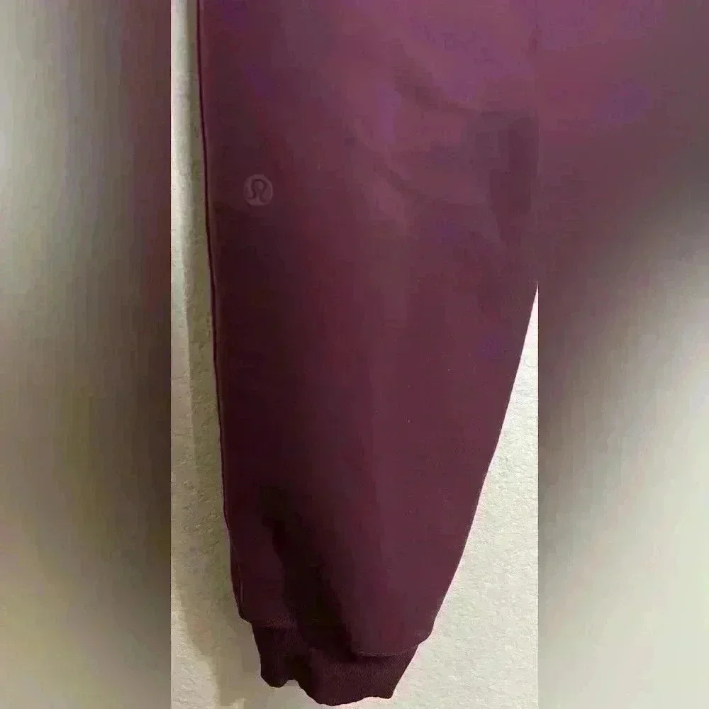 Women's Maroon Jogger Pants - Stretch Drawstring Waist #23 - Picture 4 of 5
